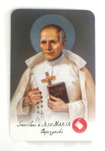 St. Stanislaus Papczynski Relic Prayer Card, Spanish