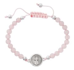 Rose Quartz St. Benedict Corded Bracelet