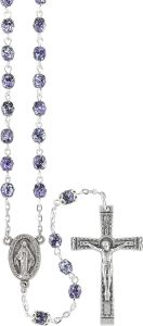 Violet-on-Black Granite Bead Rosary